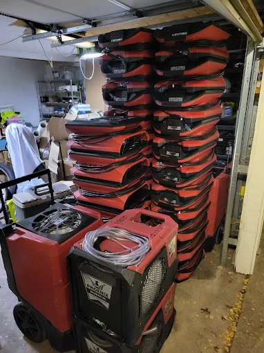 Fleet of industrial dehumidifiers ready to deploy