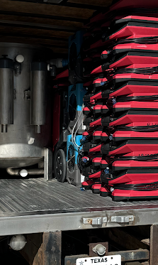 Air movers loaded on the truck, headed to a job in Texas