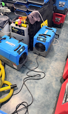 Commercial dehumidifiers staged and ready for deployment